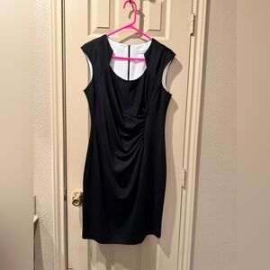Calvin Klein Starburst black ruched side sheath dress size 12